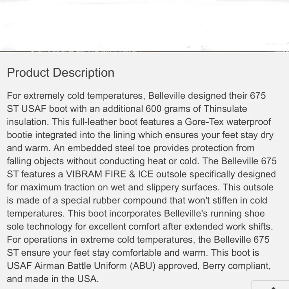 Belleville 675 ST USAF Cold‎ Weather Waterproof Steel Toe Combat Boot 3R(~8.5)
